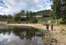 Baikal-Bahn Sibirien, Russland, 4 Station Polowinnaja 110 km Baikalrundbahn