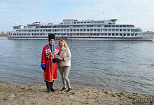 Jenissei-Kreuzfahrt in Sibirien. MS M. Gorky in Galanino. Russland