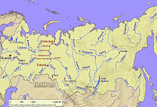 Karte der russischen Flüsse, Kreuzfahrten durch Russland