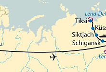Route: Jakutsk – Tiksi – Jakutsk, Lena-Flussreisen