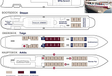 Jenissei-Kreuzfahrten durch Sibirien. MS Maxim Gorki 5*, Deckplan