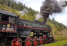 Dampflok Baikalrundbahn in Sibirien, Russland
