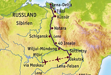 Flusskreuzfahrten auf der Lena, MS Michail Svetlov, Route