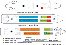 Sibirien Flusskreuzfahrten auf der Lena in Russland, MS DEMJAN BEDNI. Deckplan