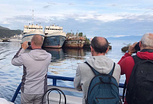 Baikal-Bahn Sibirien, Russland, 5 Station Port Baikal 73 km Fähre über den See Baikalrundbahn