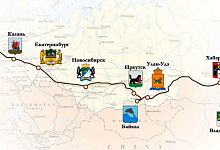 Route entlang der Transsibirischen Eisenbahn in Russland
