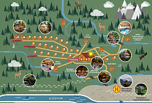 Erholungszentrum in den Sajan-Berge „Schumak“. Sibirien