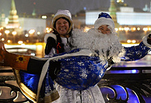 Neujahrsfeiertage Silvester und Weihnachtsfest in Moskau, Russland